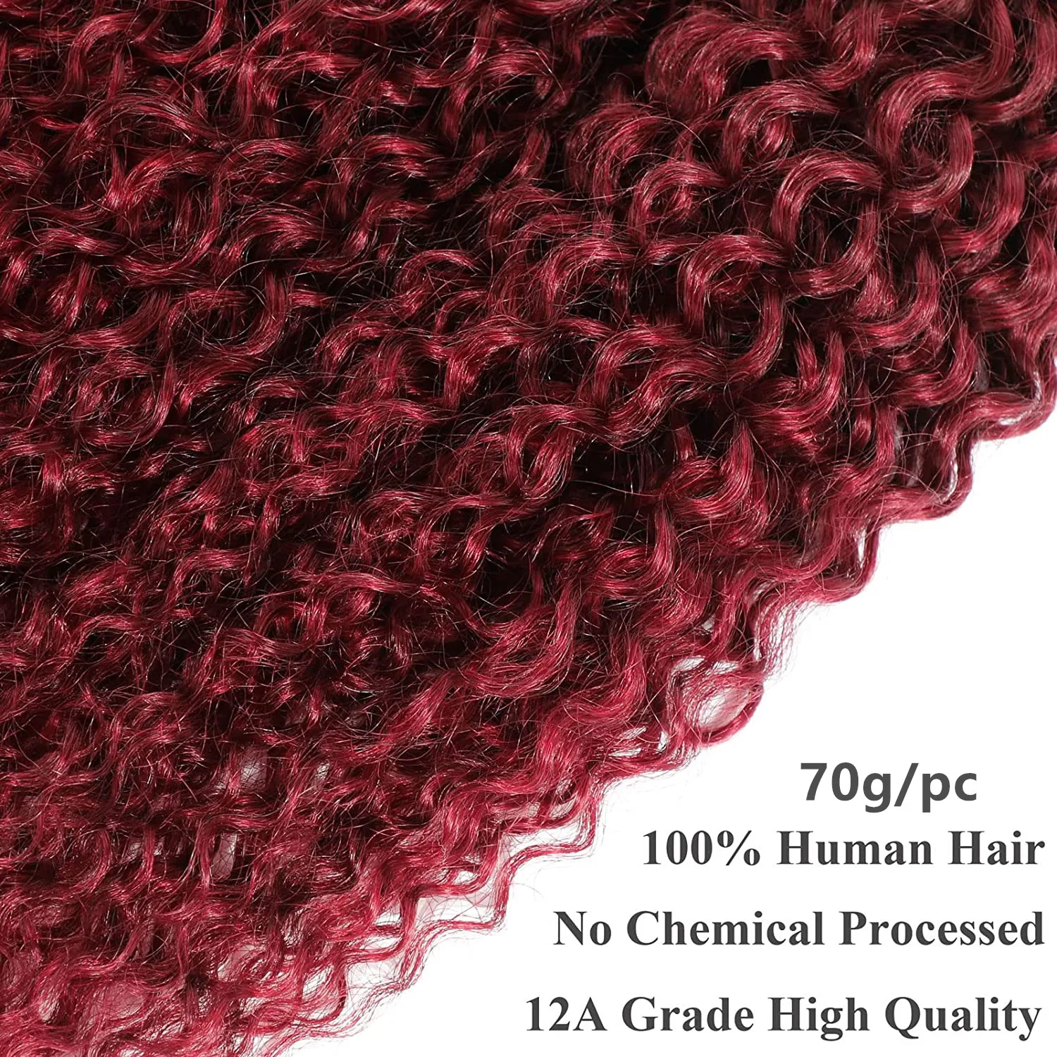 Bundles de cheveux humains bouclés pour filles et femmes, extensions de cheveux 100% humains, tissage de trame, couleur bordeaux 99j et blonde, 70g par pièce