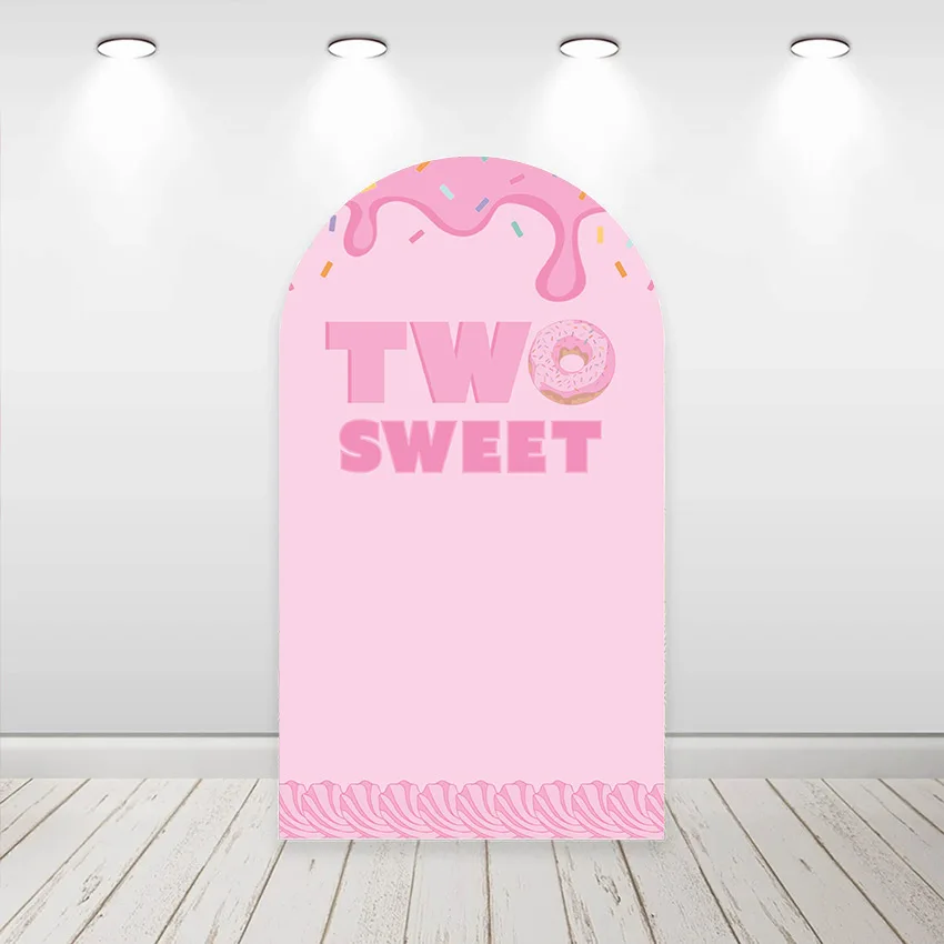 

Mehofond Custom 2-Sided Two Sweet Donut Two Year Old Girl Birthday Party Baby Shower Cover Chiara Arch Background Decor Backdrop