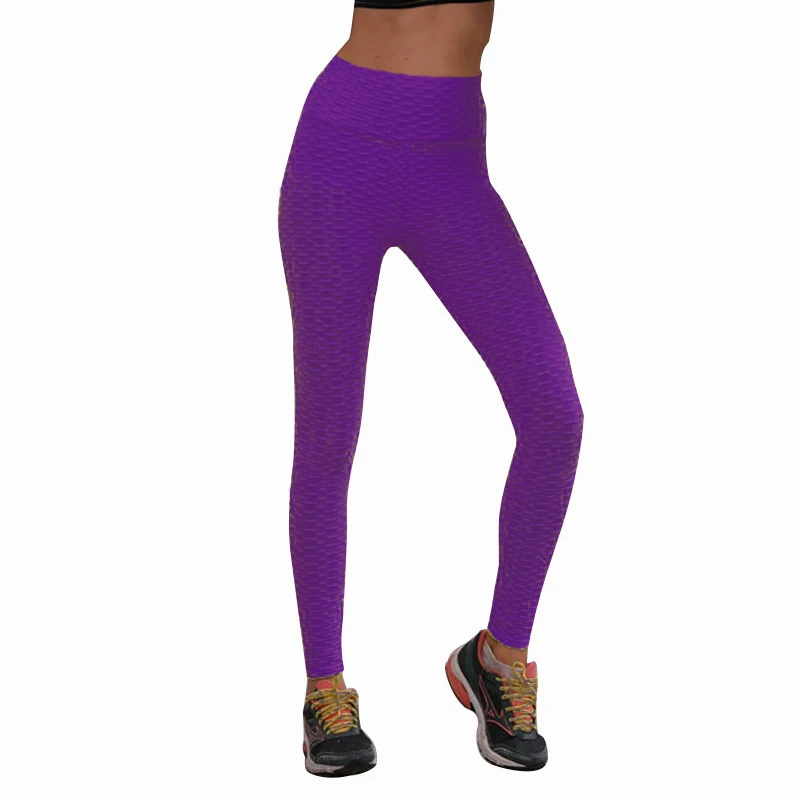 New Fashion Women Slim tinta unita Jacquard Weave Lift The Hips Leggings sportivi lunghi elastici alti pantaloni da Yoga