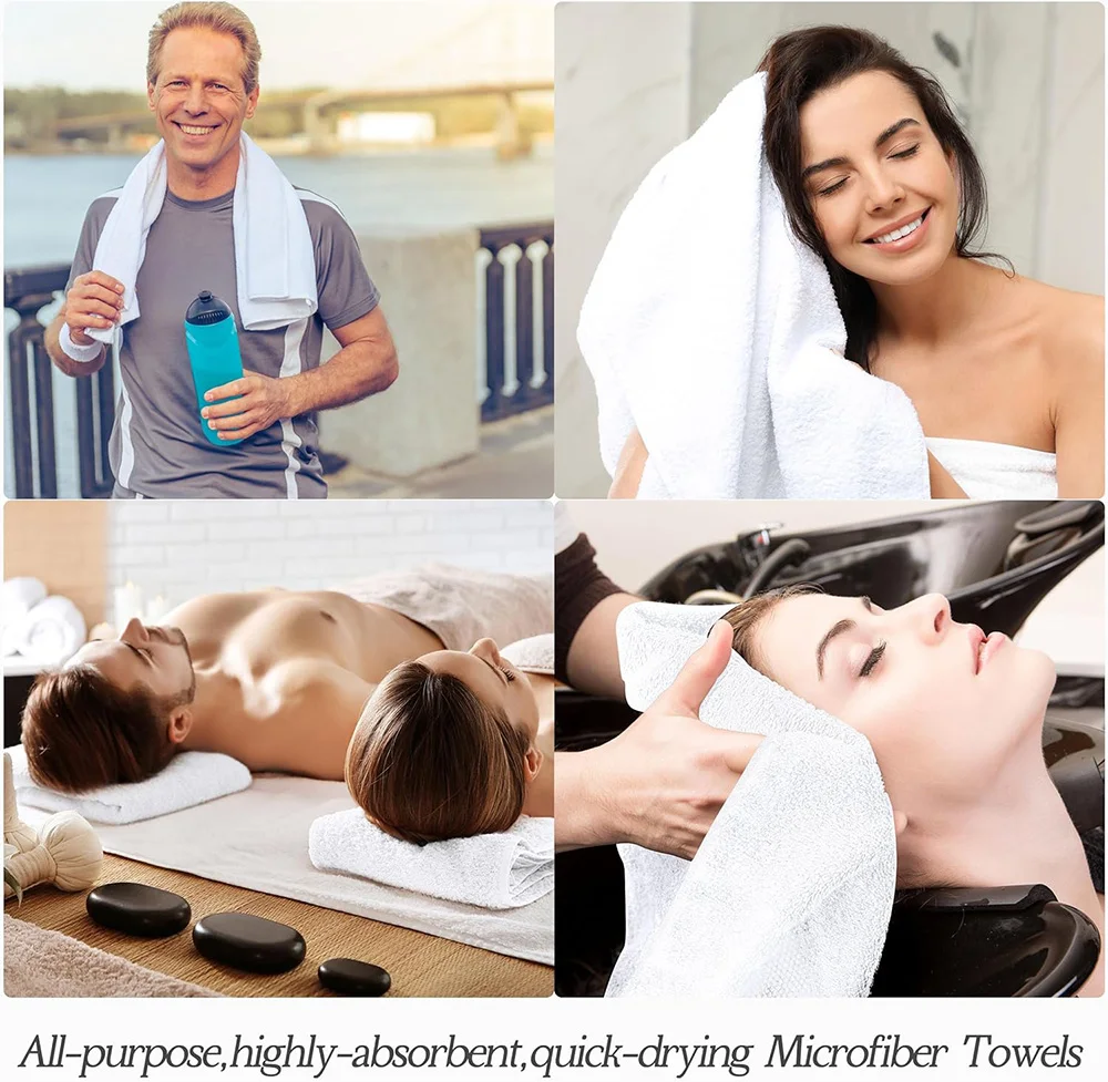 Bulk Bleach Proof Salon Towels Microfiber Absorbent Hand Towels for Gym Bath Spa Shaving Shampoo Home Hair Drying 14 x 29 Inch