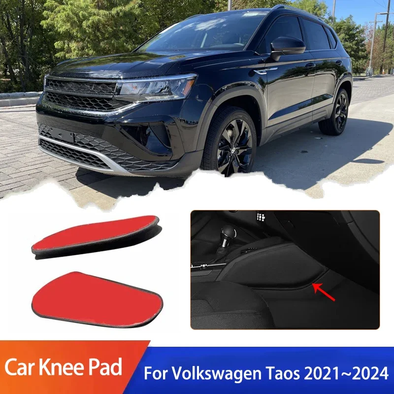 

Для Volkswagen Taos Tharu 2021 ~ 2024 2022 Автомобильная подушка из искусственной кожи с центральным управлением, подушка для коленей, налокотник, подушка для поддержки бедра