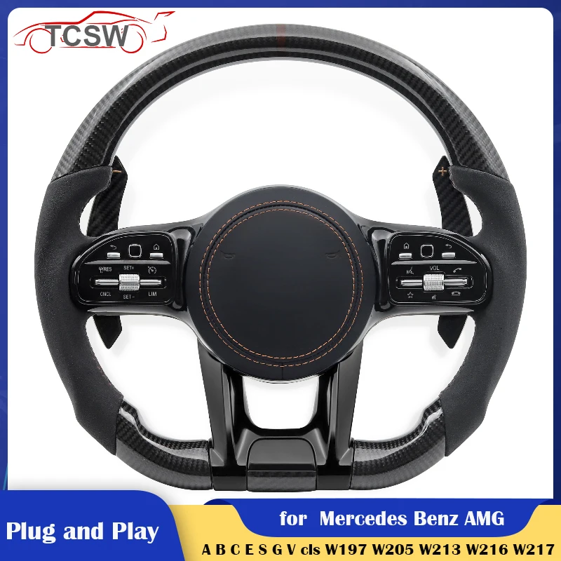 

Карбоновый руль автомобиля для Mercedes Benz AMG C43 C63 W203 W204 W205 W238 W222 W212 W211 W220 W177 GT GLS Автомобильные аксессуары