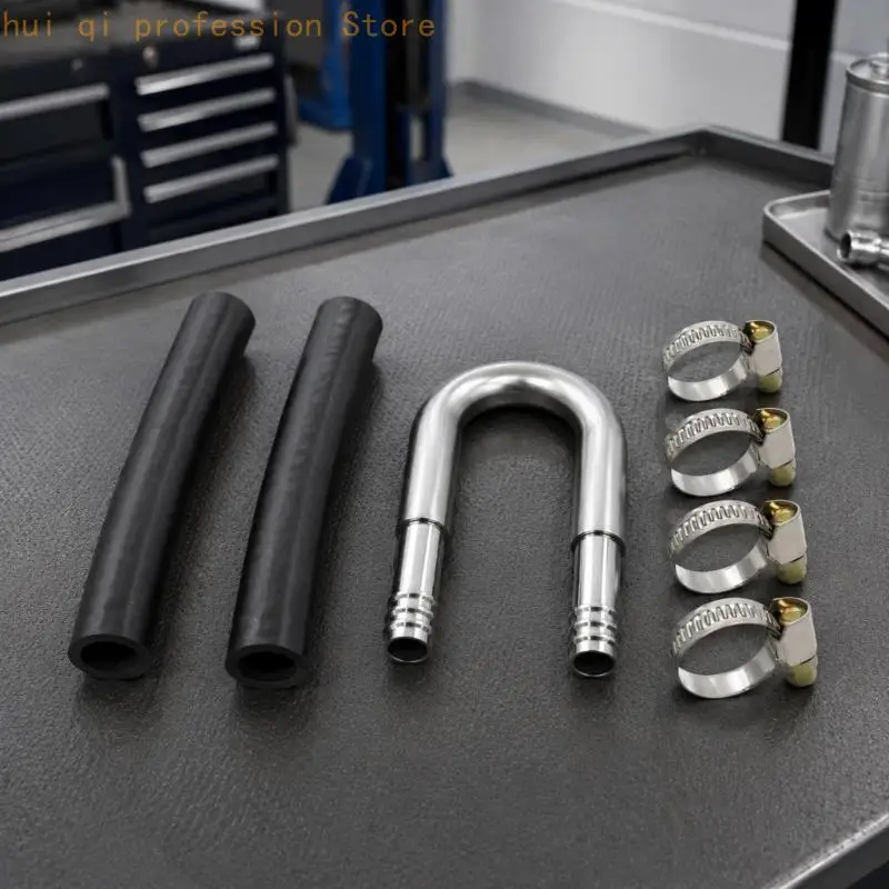 Motorwartungs-Verbindungsstück aus Aluminium mit U-Biegung, Schlauch und vier Befestigungselementen für den Kraftstofffilterservice H8WE – Detail 9