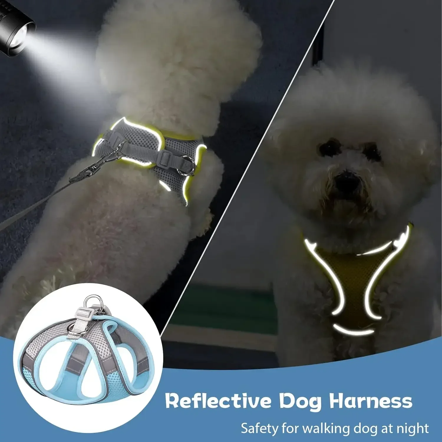 Reflective Dog Cat Harness Leash Set Escape Proof Pet Walking Vest Harness for Small Dogs Chihuahua Pug Kitten Outdoor Walking - view 4