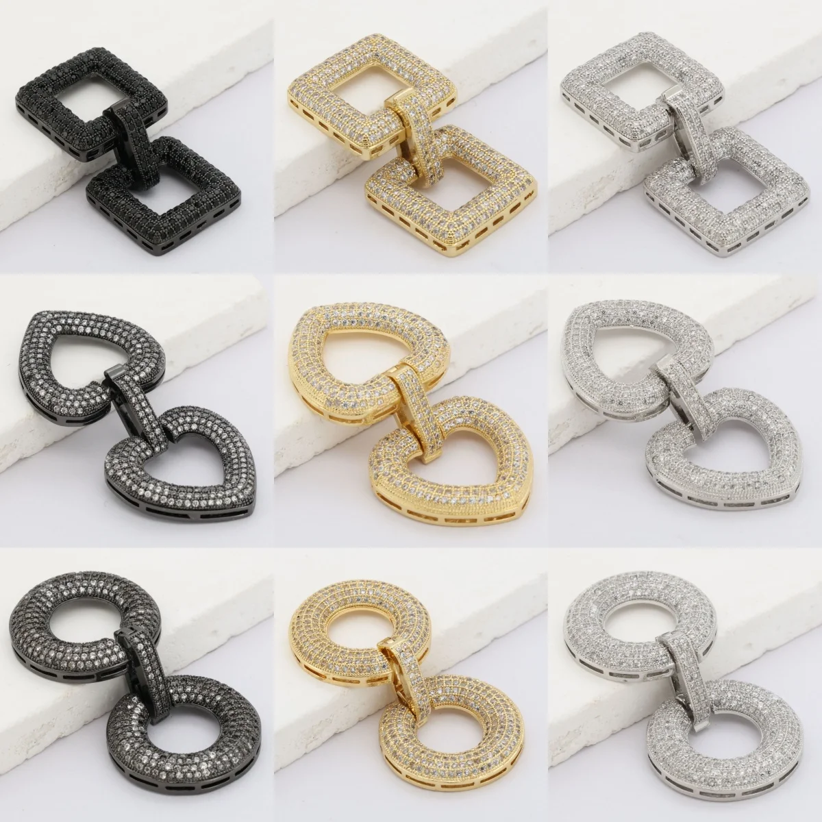 

1 Piece Elegant Trendy Fashionable Full-set Zirconia Heart-shaped 8-shaped Clasp DIY Jewelry Pearl Necklace Connector Accessory