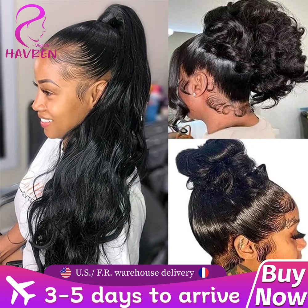 

Havren Body Wave Lace Front Wig 13x6 360 Lace Wig Invisible Drawstring Natural Black Wig Human Hair Pre-Plucked Brazilian Hair