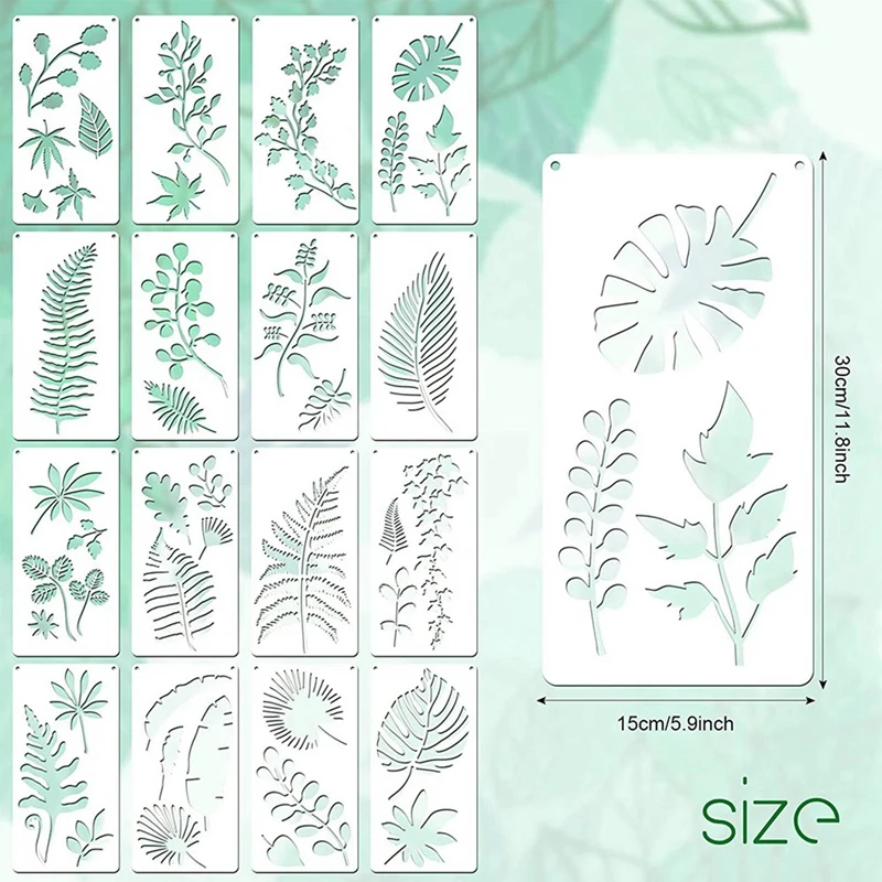 Feuilles de Stbbles Réutilisables pour Peinture Murale, Modèle de Cuir oral elu Tropical, 48 Pièces