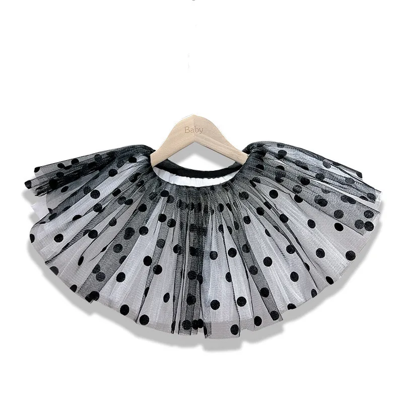 Girls Ruffle Sleeve Ballet Dance Dress Tutu Skirted Leotard Crisscross Bow Back Dot Tulle Fluffy Dancewear Korea Skate Princess