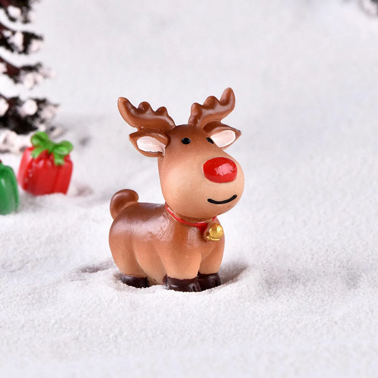 5pcs Christmas Resin Elk Snow Sled Statue Set – Elegant Desktop Ornament for Home, Office & Holiday Table Decoration
