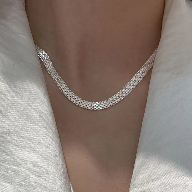 New 925 Sterling Silver Necklace Simple Style Personality Charm Women Pendant Choker Birthday Gift for Friends Exquisite Jewelry