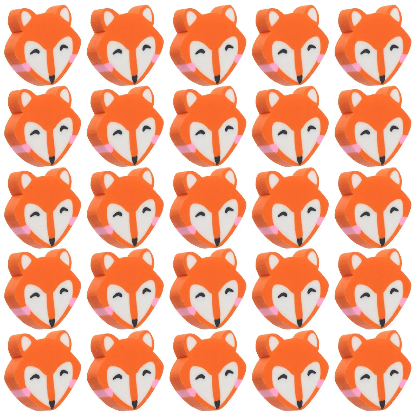 

50 Pcs Fox Shaped Eraser Cute Rubber Stationery Gift Novelty Pencil Accessories School Supplies Student Rewards Bright Color