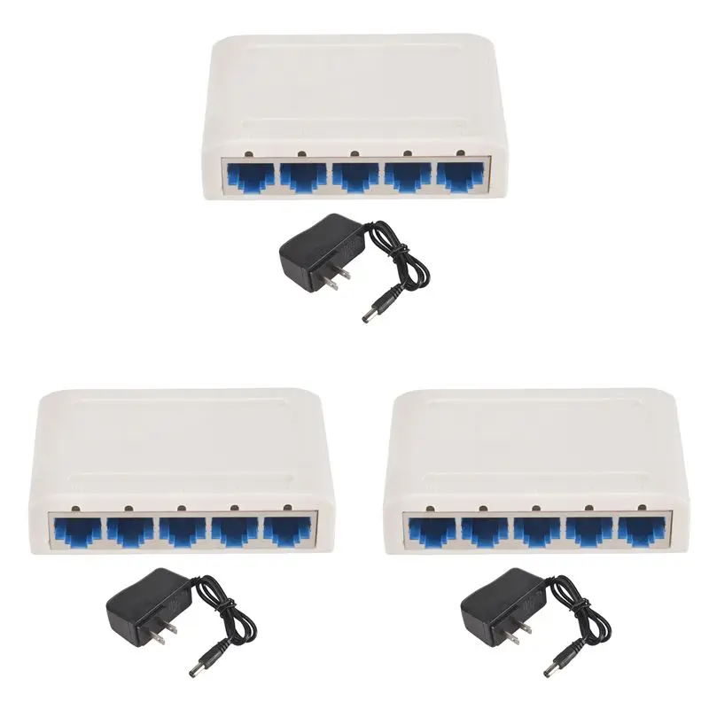 superior-3x-5-ポート-データ-スイッチ、ネットワーク-ハブ、デスクトップ-イーサネット-スプリッター、プラグ-アンド-プレイ-シールドポート、ファンレス、静音