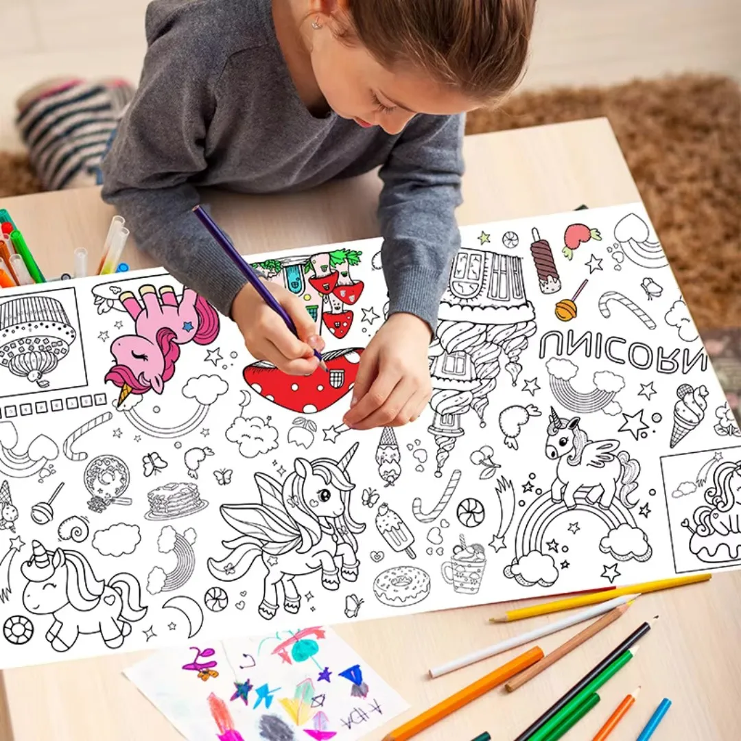183cm Disposable DIY Drawing Mat Halloween Christmas Thanksgiving Dinosaur Sports Day Theme Party Coloring Tablecloth