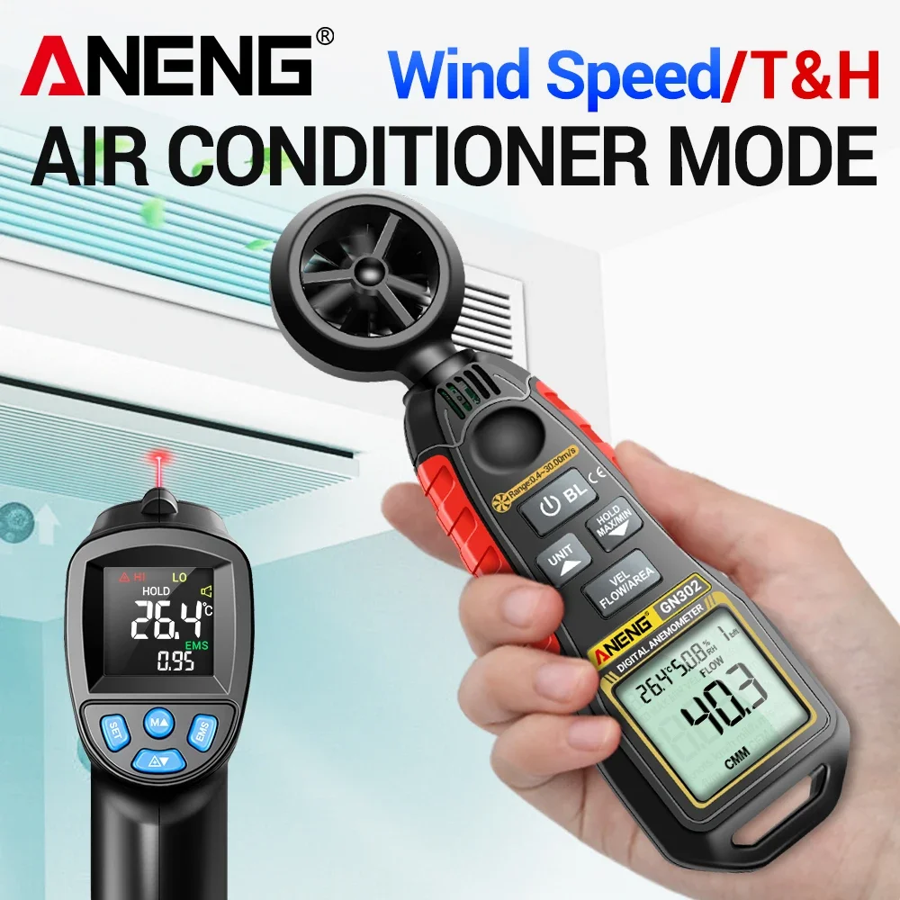 

Laser Rangefinders Auto Wind Speed Temperature sensor Kit ANENG non-contact -50~550 °C IR Thermometer Anemometer Diagnostic Tool