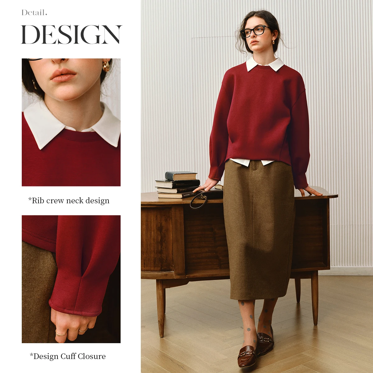 OLrain Women's Sweatshirts French Back Bow Design Sweater 2025 Autumn O-neck Long Sleeve Pullovers Solid Knit Tops O57QR001290