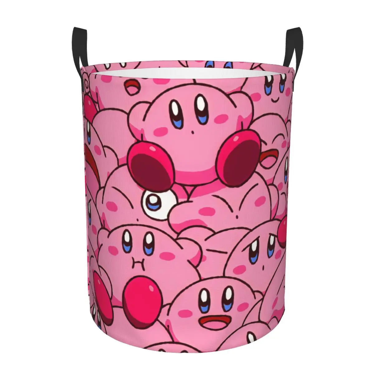 Cesto para la colada de dibujos animados de Kirbys, juego japonés personalizado, bonita estrella rosa, cesta grande para almacenamiento de ropa, organizador de contenedores de juguetes para niños