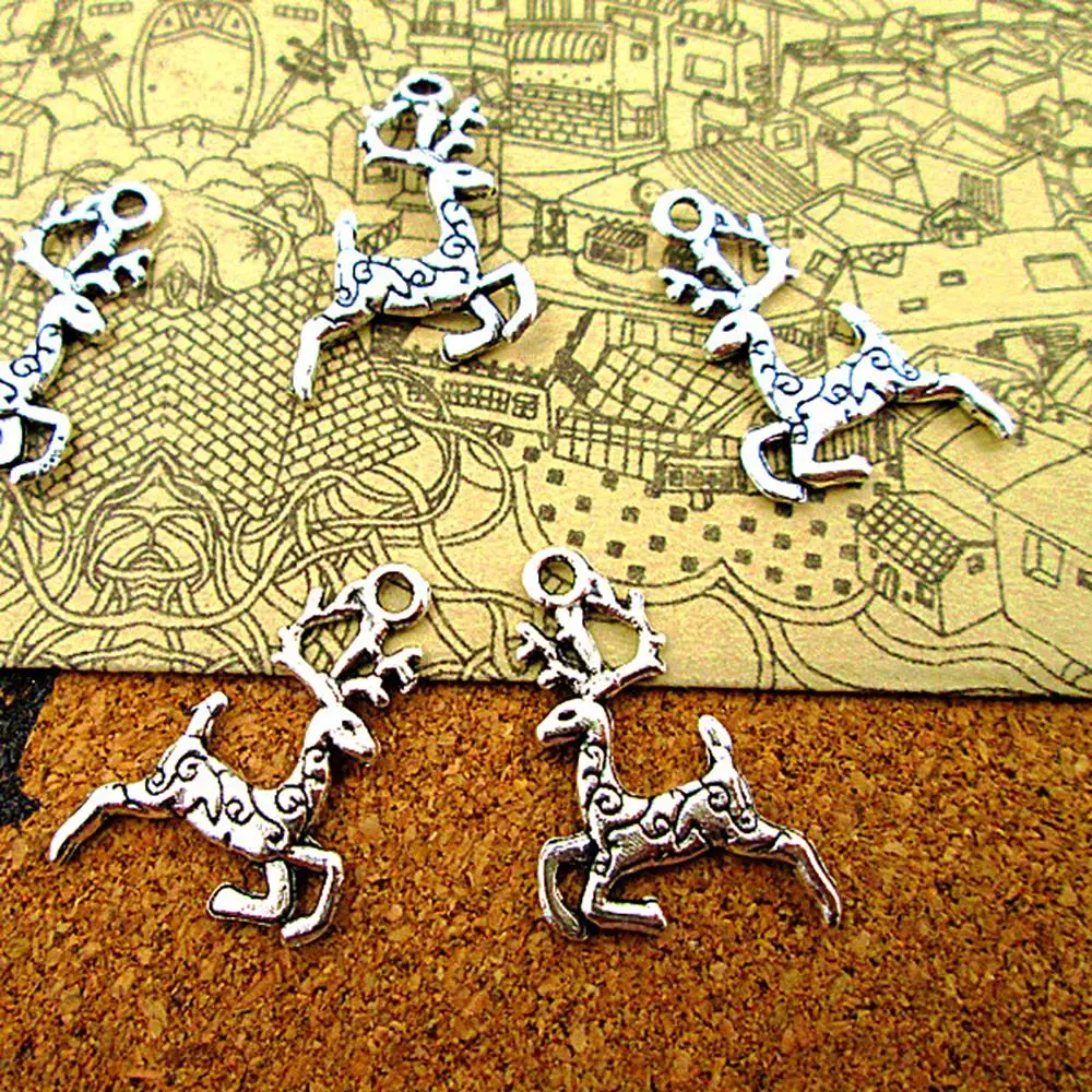 

120pcs--20x14mm Reindeer Charms For Jewelry Making Diy Findings Antique Silver Color Alloy Pendants