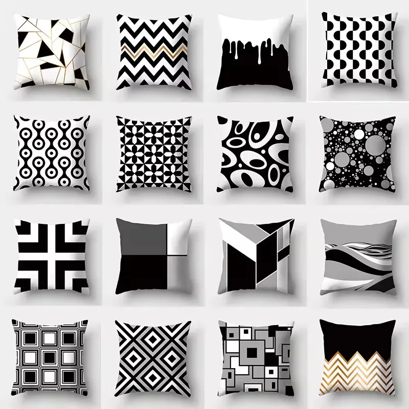 45x45cm black geometric stripes irregular pattern series cushion cover square pillow case home office bedroom decoration