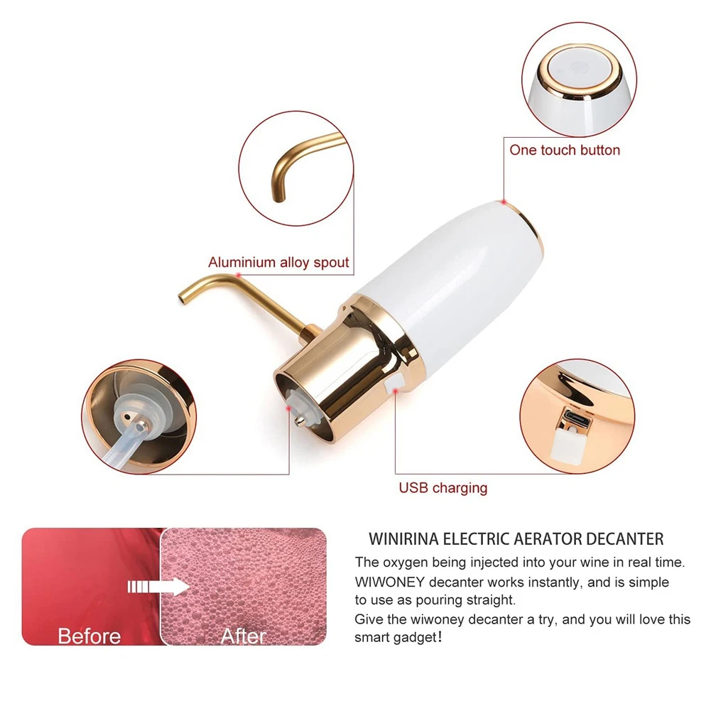 Decantador de vino eléctrico, dispensador automático inteligente, recargable con Cable micro-usb B