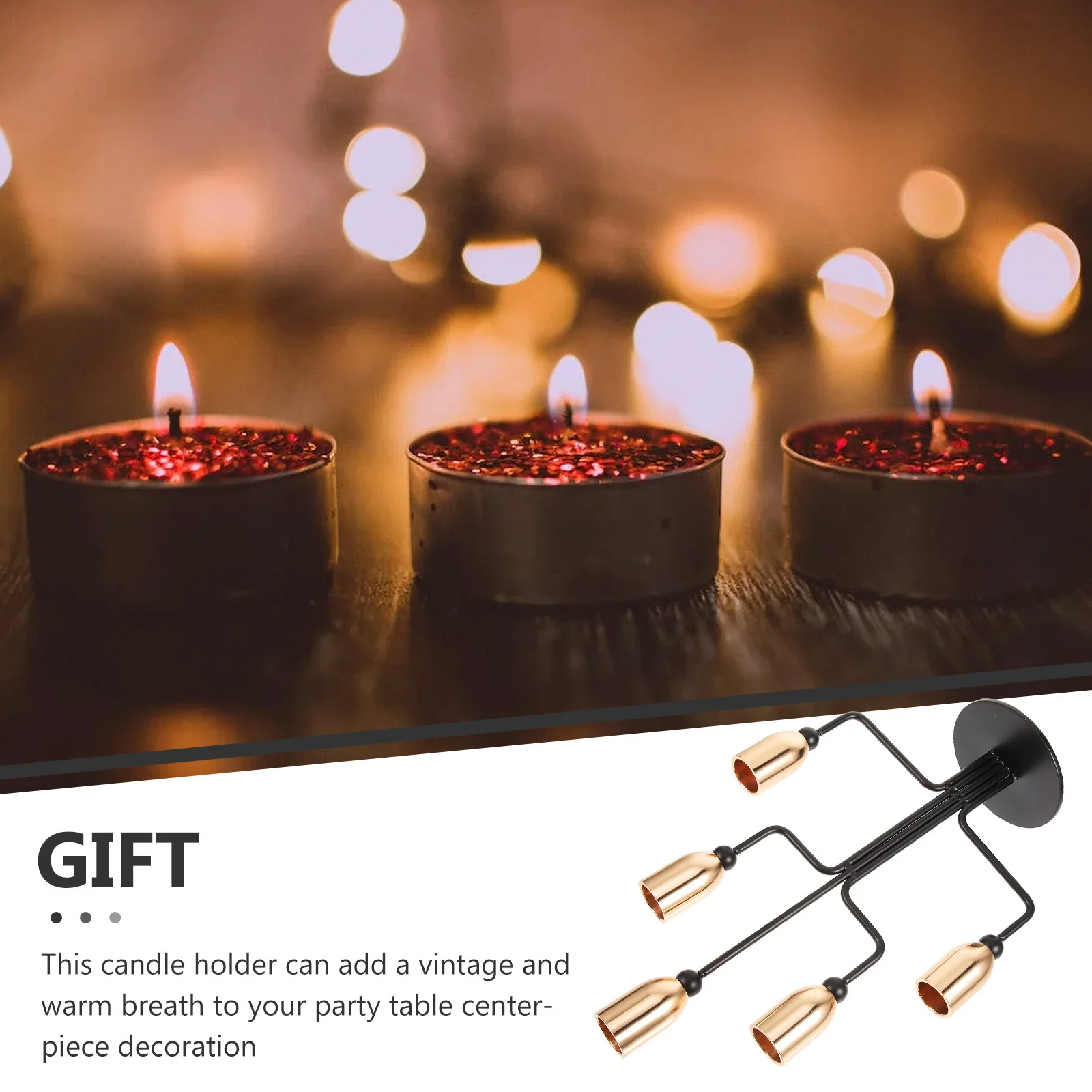 

5 Arm Holder European Style Vintage Candelabrum Metal Candlestick Holder Home Tabletop Ornament Heat Resistant