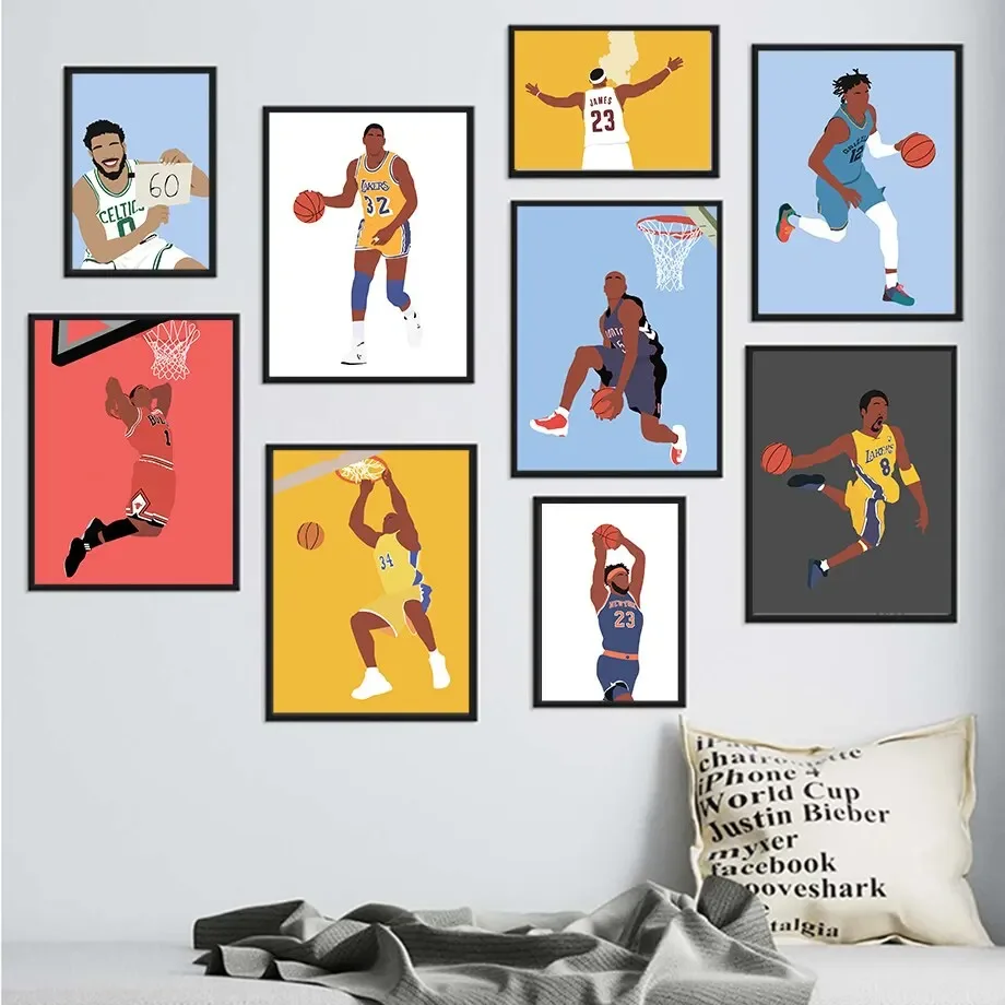 Póster de baloncesto clásico de la NBA, lienzo de arte de pared de jugador de estrellas para gimnasio, habitación de niños, entusiastas del deporte, impresión de calidad Premium para el hogar