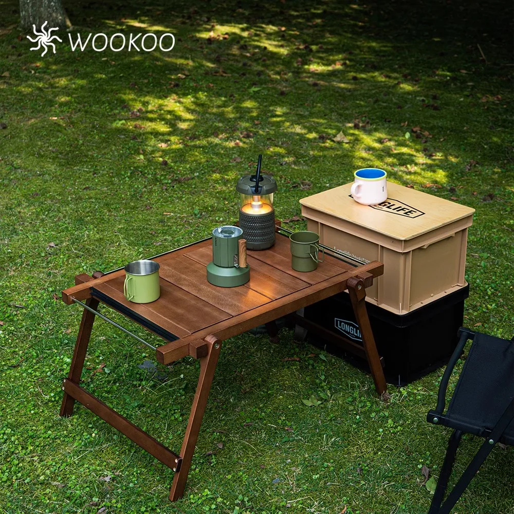 WOOKOO-Female Table Expansion and Extension Camping Folding Table, Beech Folding Table, Outdoor Unit 2 IGT Misty Sky