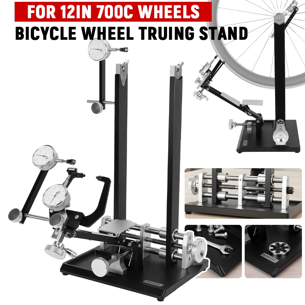 

Bicycle Wheel Truing Stand with Precision Dial Indicators Mountain Bike Alignment Frame for 12in 700C Wheels for Cycling Repair