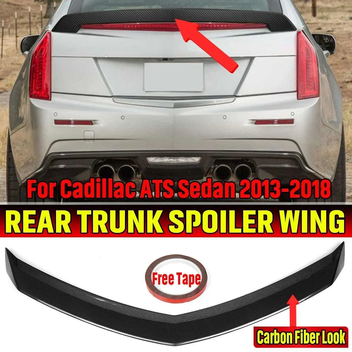 

New Car Rear Spoiler Wing Lip Extension For Cadillac ATS Sedan 2013-2018 Rear Lip Spoiler Rear Trunk Spoiler Lip Boot Body Kit