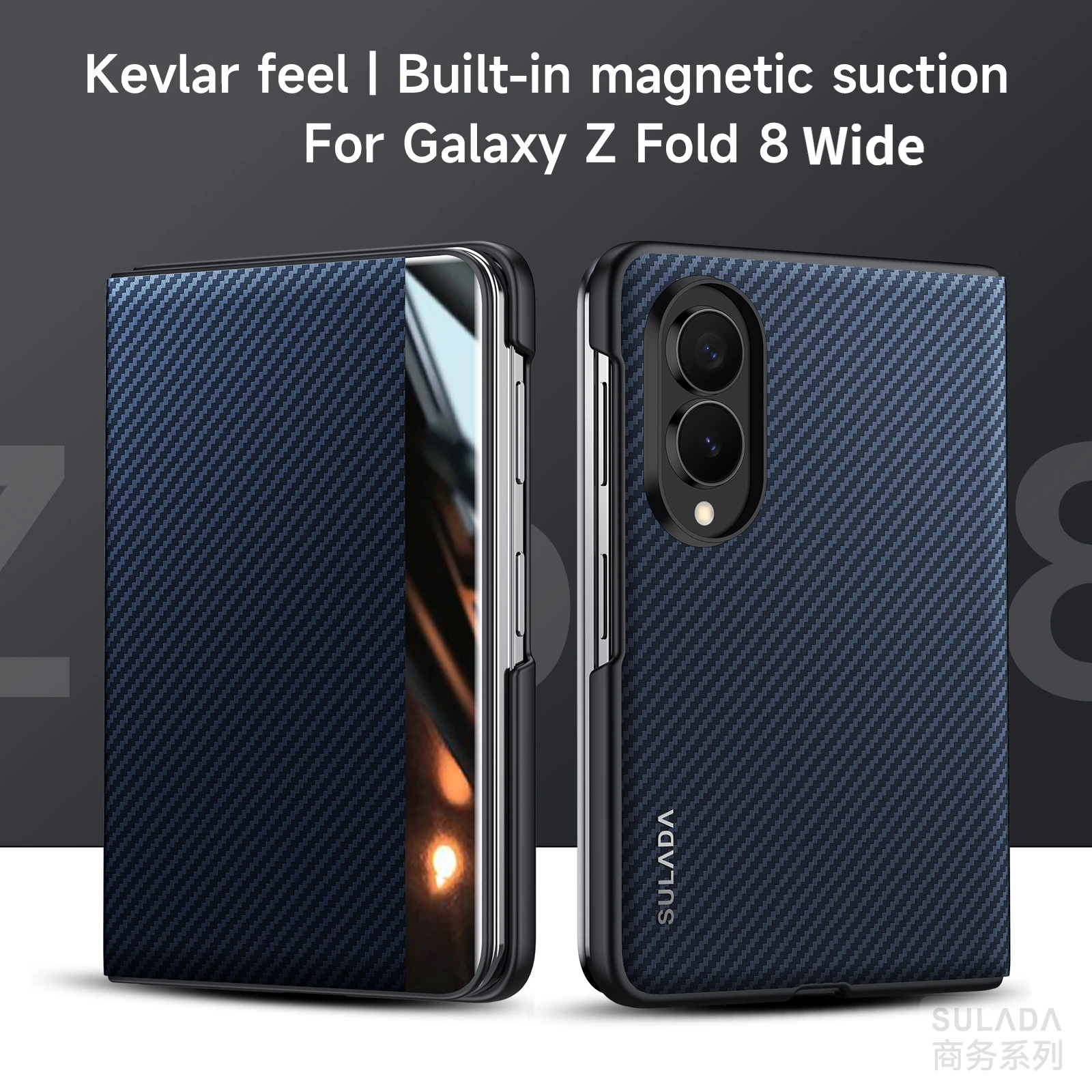 For Samsung Galaxy Z Fold 8Wide Case Luxury Fiber Textured Leather Skin-friendly Magnetic Cover for Magsafe Wireless Charging Sh