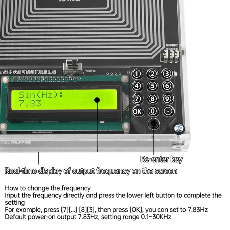 7.83HZ Schumann Wave Generator Adjustable 0.1HZ-30KHZ Pure Sine Frequency Modulation Signal Generator Audio Resonator