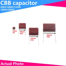 20/10/5 pz CBB condensatore a film di polipropilene 630V 1000V 1600V 2000V 103 104 105 155 224 225 334 474 475 102 0.1UF 0.47UF 1