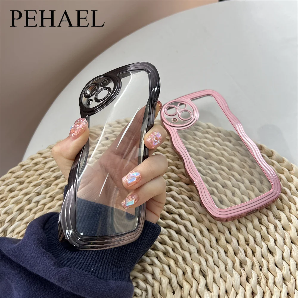 PEHAEL Electroplated Wave Phone Case for IPhone 15 14 13 12 Pro Max 11 Pro X XR XS 8 7 6 S Plus Protective Shell Protector Cover