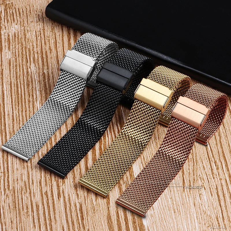 Pulseira milanesa de liberação rápida universal para dw 18mm 20mm 22mm 24mm pulseira de relógio de aço inoxidável substituição