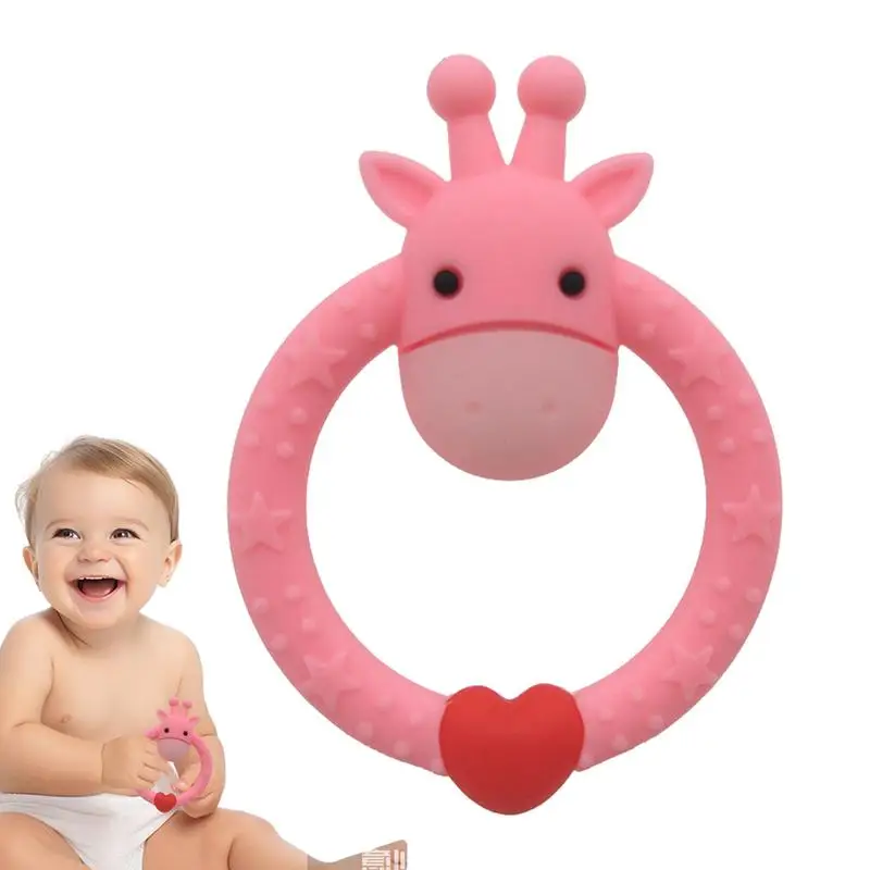 Mainan gigitan rusa silikon, Teether silikon untuk bayi rusa Antler Teether mainan untuk anak perempuan berbentuk rusa mainan tumbuh gigi mudah mengambil