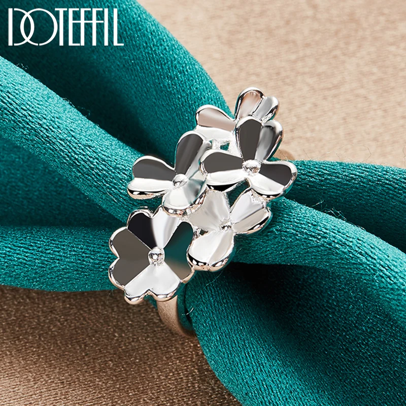 Anello di fiori Color argento per gioielli con ciondoli regalo per feste di fidanzamento di nozze di moda donna