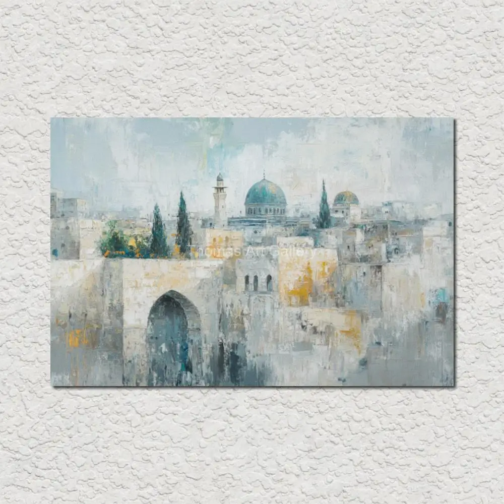Jerusalem Landscape Canvas Printed Art Splitting the Sea Poster HD Printing Poster Jewish Picture Family Restaurant Decor Large