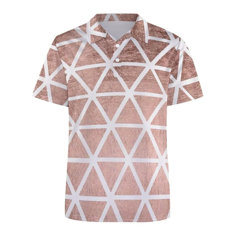 Fashion 3d Print Geometric Polo Shirt For Men Personality Summer Casual Short Sleeve Street Loose T Shirts Tops Male Clothes