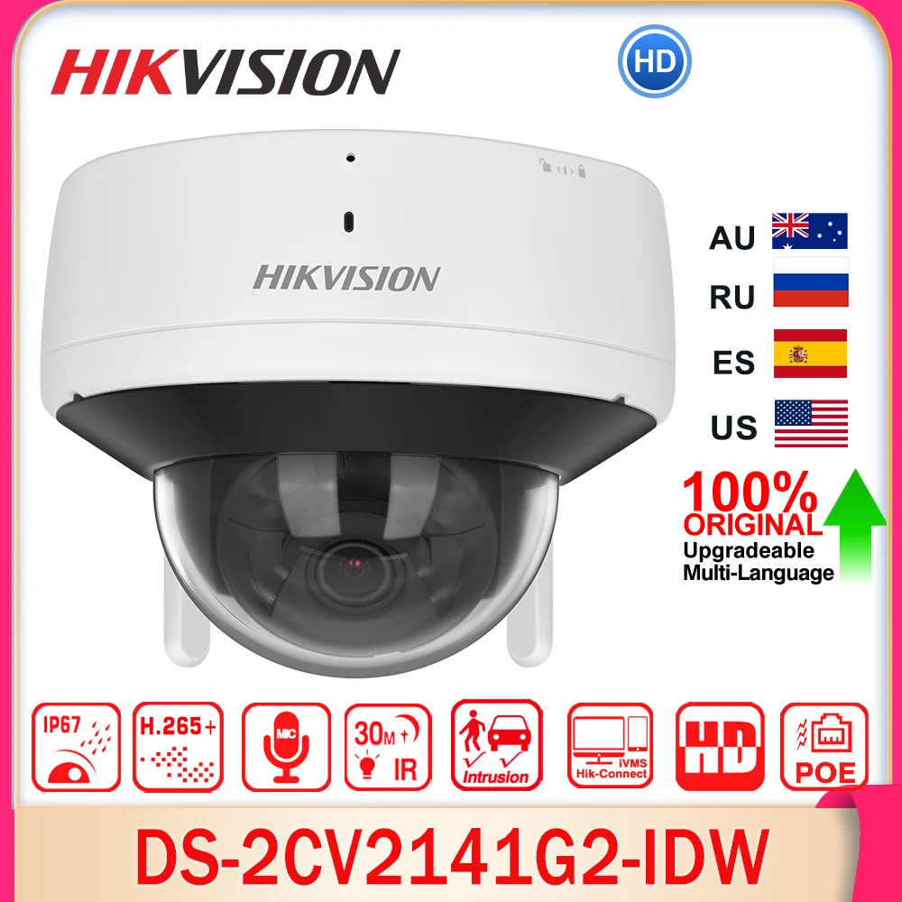 

Hikvision DS-2CV2141G2-IDW Original 4MP Outdoor WIFI Audio Fixed Dome Network Camera EXIR 2.0 SD Slot IR 30M 2-Way Audio IP66