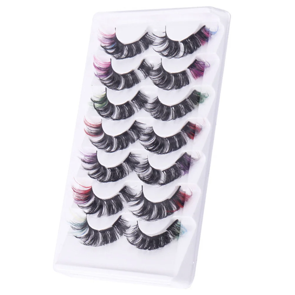 7 أزواج من مجموعات الرموش الملونة حليقة الرموش الصناعية للنساء موضة ماكياج العين محسن هدية مثالية للحفلات العروض العصرية #5