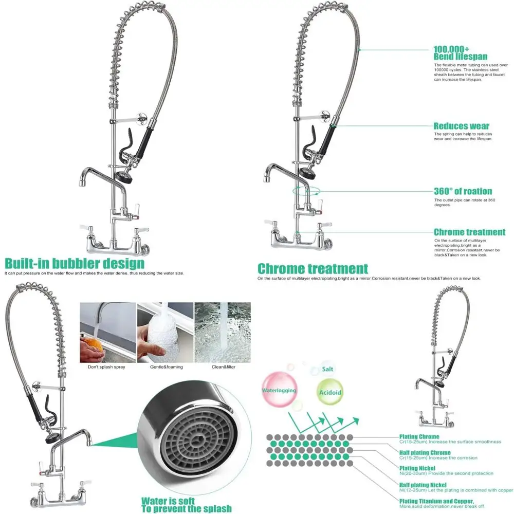

43, настенный кухонный смеситель для предварительного ополаскивания с распылителем, 8 центров