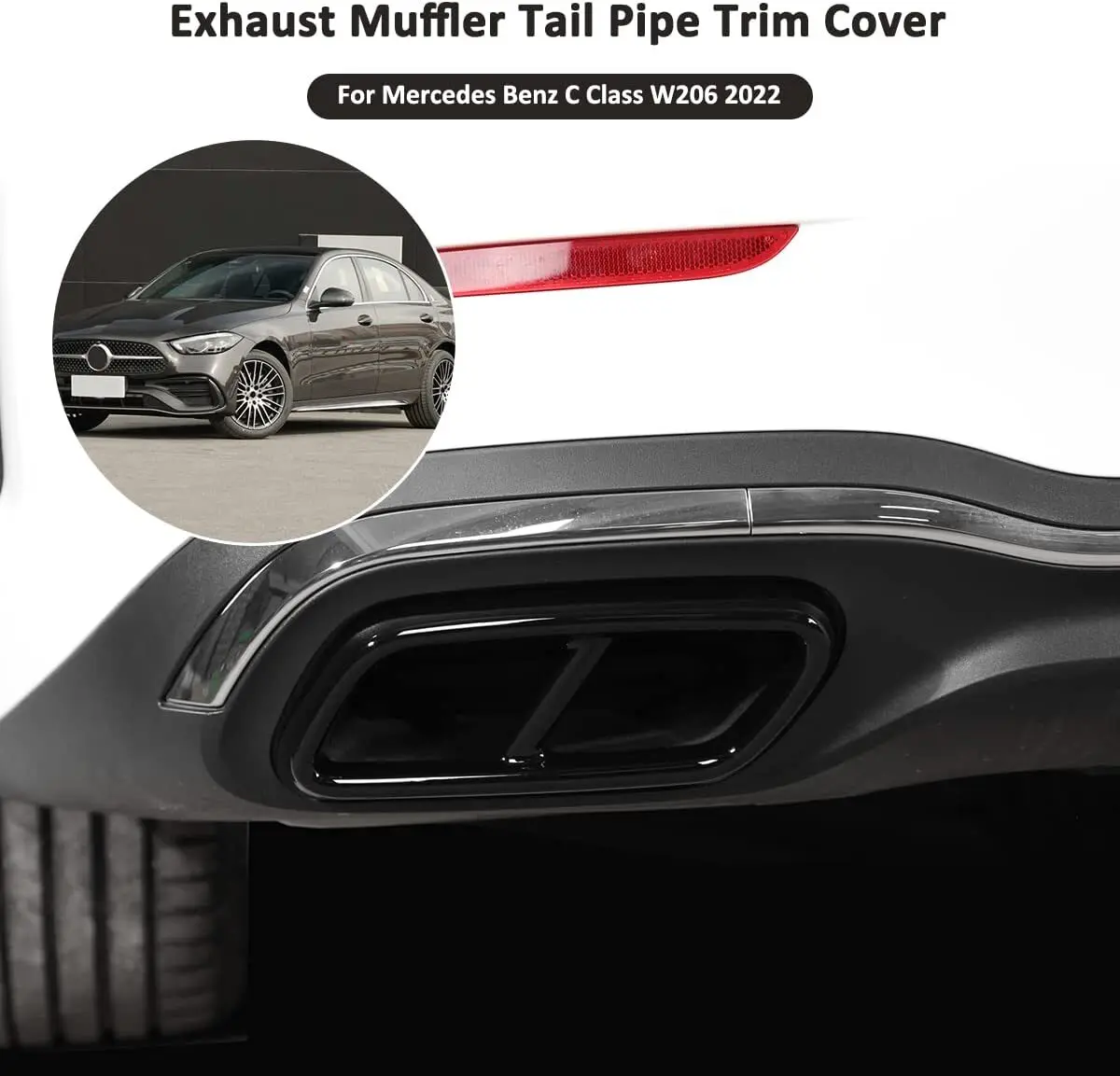 

ABS Chrome / Carbon Fiber Style Car Accessories Rear Exhaust Muffler Tail Pipe Cover Trim For Mercedes Benz C Class W206 2021 Up