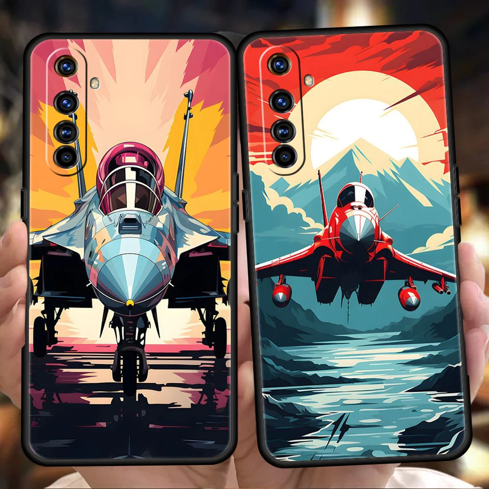 Sky Jet Fighter Phone Case for Oppo A17 A12 A57 A74 A16 Find X5 X6 A52 A53 A54 A15 Reno 6 Z 7 Pro A9 2020 5G Silicone Shell Bags