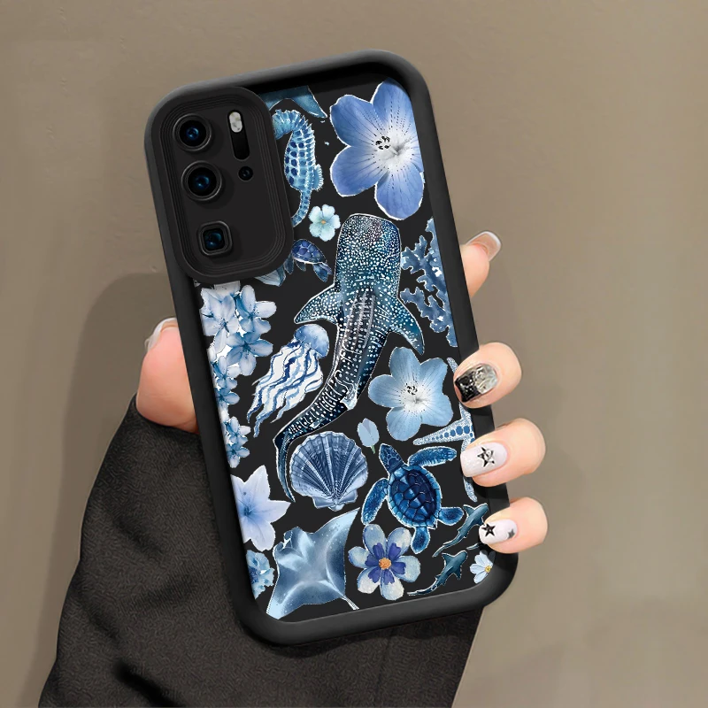 حافظة لهاتف هواوي P50 Pro P Smart Pro Y9 Prime 2019 Y7A Y9S P40 Lite 5G P30 P20 غطاء حوت السلحفاة البحرية