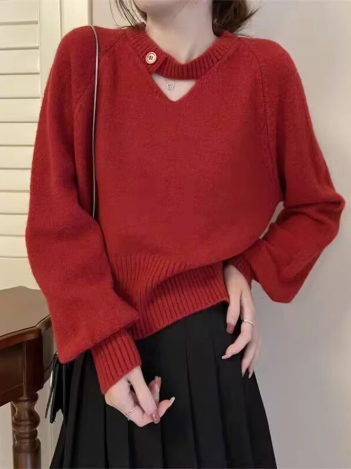 

Уникальный шикарный женский вязаный свитер Lazy Sle, весна-осень, свободный ажурный милый модный длинный свек, круглый Ne