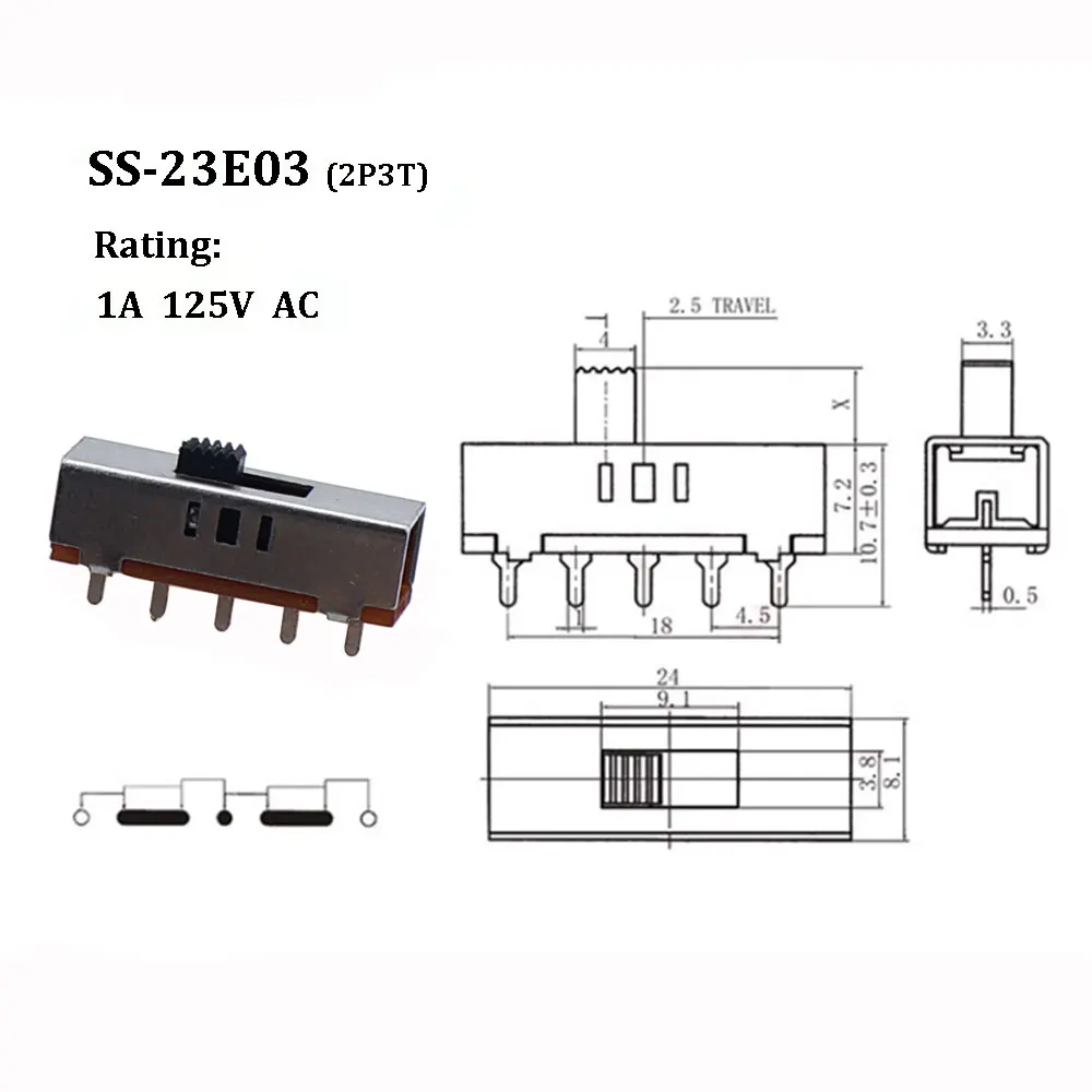 2/5/10PCS SS-23E03G2 (2P3T) Toggle Switch Drill 3 Files Accessories Button Switch BOSCH IXO 3 IXO3 Toggle Switch SS-23E03 G5 G2