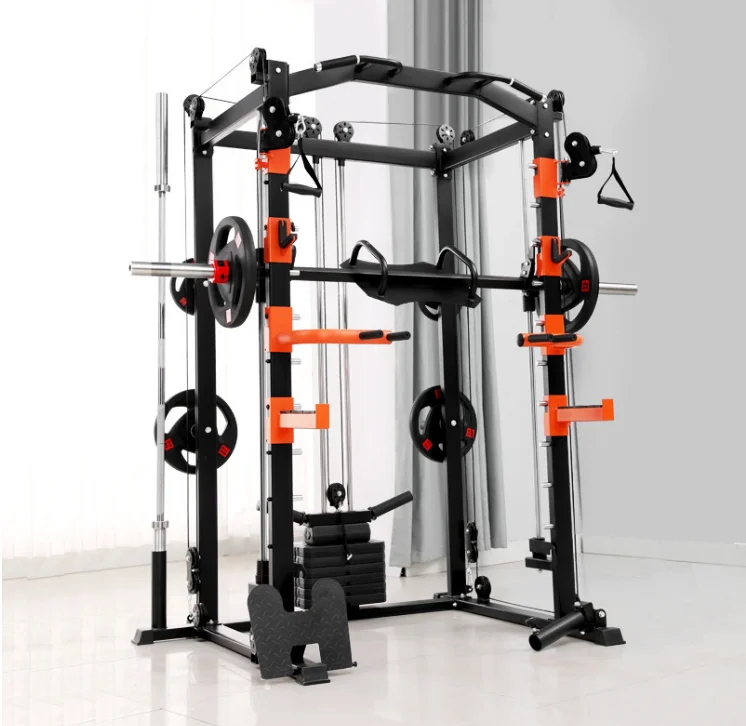 YTYIN Gym Equipment Trainer Multifunction Smith Machine Cable Crossover Power Cage Squat Rack