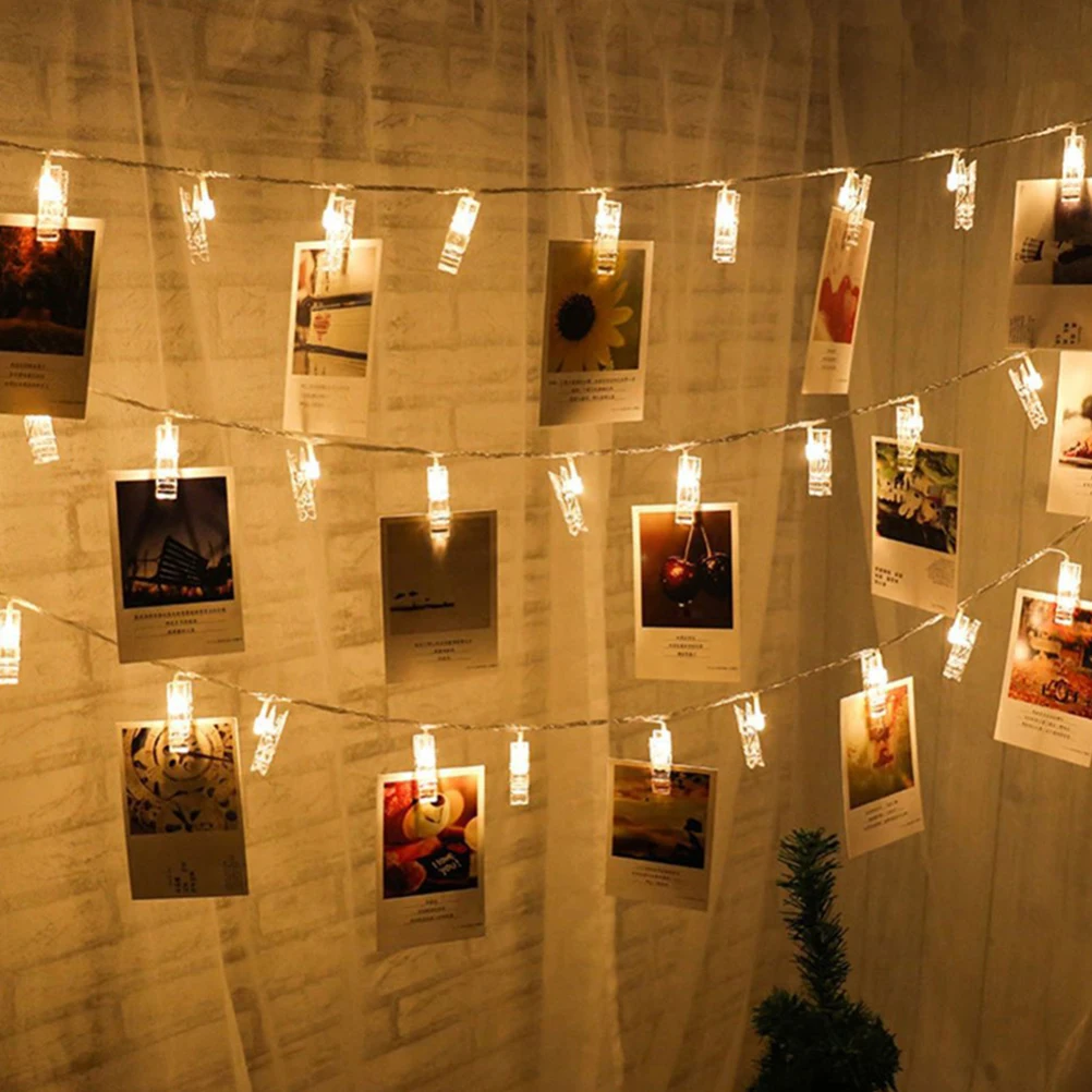 

1Pcs LED Photo Clips String Light 20 Beads Flexible Wire Light for Christmas Tree Door Wall Decoration Lights String