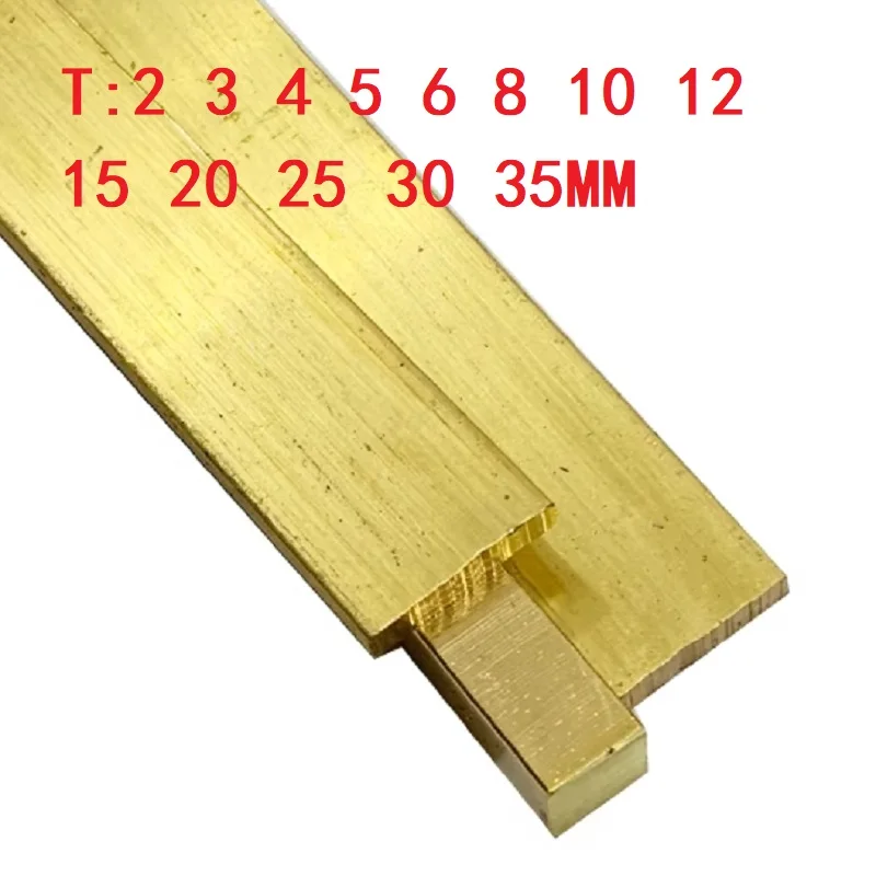 1PC H59 Brass Plate Bar Strip Flat Length 100 300 500mm Pure Copper Metal Plate Solids Material Thicknesses 20 25 30 35mm