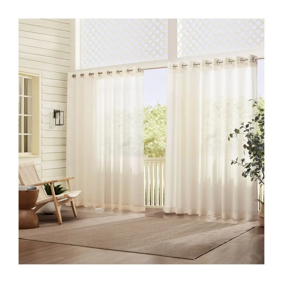 

Home Fashions Carmen Sheer ExtraWide Weatherproof Indoor Outdoor Grommet Top Curtain Panel with Coordinating Tieback for Porch,