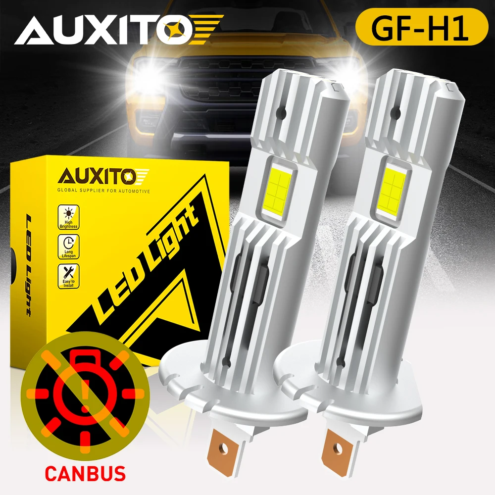 2Pcs AUXITO H1 Ampoule LED High Beam Bulbs Canbus Car Headlights For Ford Honda Toyota White Lamp 60W High Power Without Fan 12V